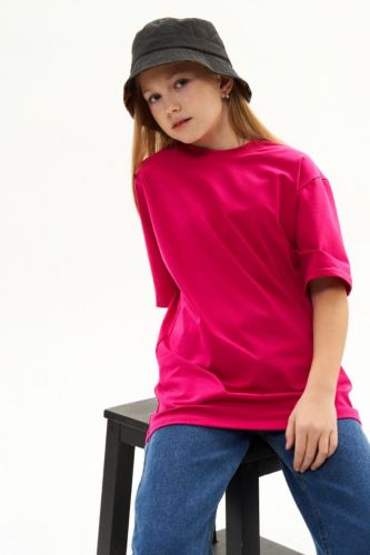 Изображение товара «Футболка для девочки из кулирки с лайкрой «Oversize-фуксия» арт 73732» из магазина «Ивановский-Текстиль.РФ»