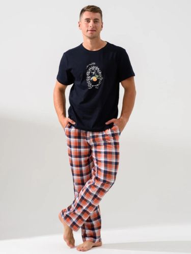 Изображение товара «Мужская пижама (футболка+брюки) из кулирки «Ежик 2275-к (синий)» арт 86538» из магазина «Ивановский-Текстиль.РФ»
