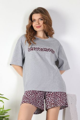 Изображение товара «Женский костюм (футболка+шорты) из кулирки меланж «Сахара-2 [бордовый]» арт 81068» из магазина «Ивановский-Текстиль.РФ»