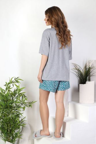 Изображение товара «Женский костюм (футболка+шорты) из кулирки меланж «Сахара-2 [зеленый]» арт 81069» из магазина «Ивановский-Текстиль.РФ»