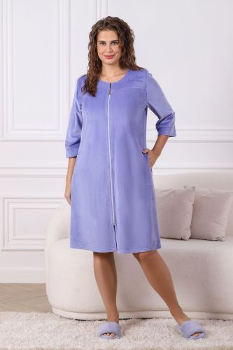 Изображение товара «Женский халат (на молнии) из вельмонда «Джина [голубой]» арт 87393» из магазина «Ивановский-Текстиль.РФ»