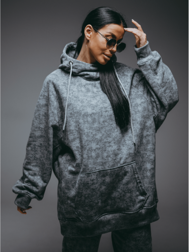 Изображение товара «Женское худи из футера 3х нитки пенье фирча «Ваниль [светло-серый варенка]» арт 86146» из магазина «Ивановский-Текстиль.РФ»