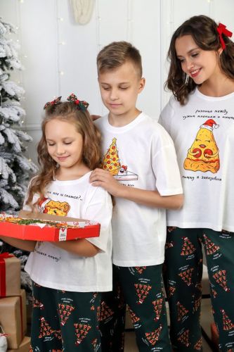 Изображение товара «Костюм для девочки (с брюками) из кулирки «Пиццайоло-1 [молочный]» арт 77021» из магазина «Ивановский-Текстиль.РФ»