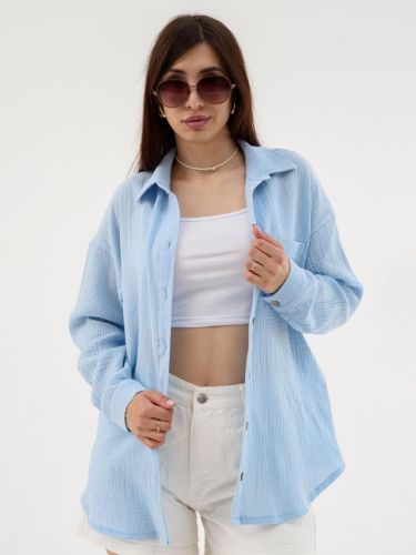 Изображение товара «Женская рубашка из муслина «Муслин 2315-Мус (голубой)» арт 83698» из магазина «Ивановский-Текстиль.РФ»