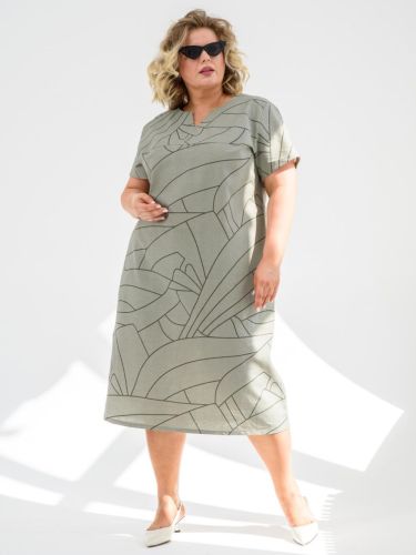 Изображение товара «Женское платье из полульна «Вологда 1929-П/л (хаки)» арт 86427» из магазина «Ивановский-Текстиль.РФ»