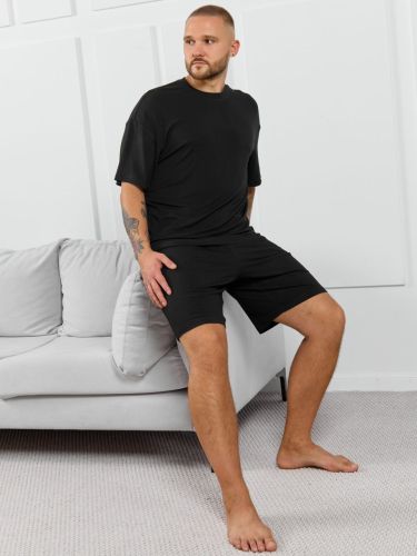 Изображение товара «Мужские шорты из фактурного трикотажа «Алессандро-4 [черный]» арт 87093» из магазина «Ивановский-Текстиль.РФ»