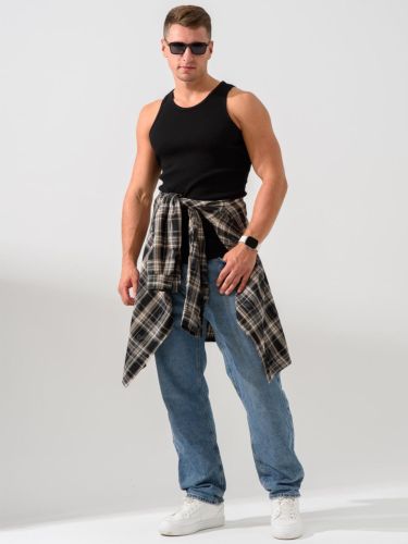 Изображение товара «Мужская майка из кулирки с лайкрой «2226-к (черный)» арт 86480» из магазина «Ивановский-Текстиль.РФ»