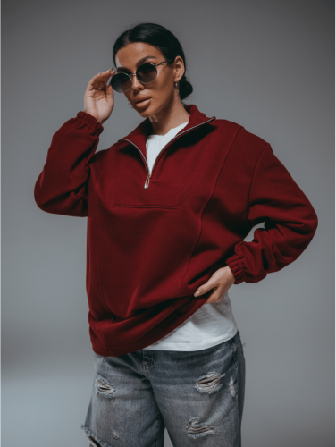 Изображение товара «Женский свитшот из лакосты 2х нитки пенье «Брамея [бордо]» арт 86503» из магазина «Ивановский-Текстиль.РФ»