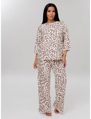 Изображение товара «Женский костюм (лонгслив+брюки) из махры «К- 82 (М) (коричневый)» арт 86974» из магазина «Ивановский-Текстиль.РФ»