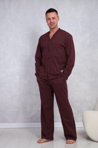 Изображение товара «Мужская пижама (рубашка+брюки) из кулирки «1100» арт 87524» из магазина «Ивановский-Текстиль.РФ»