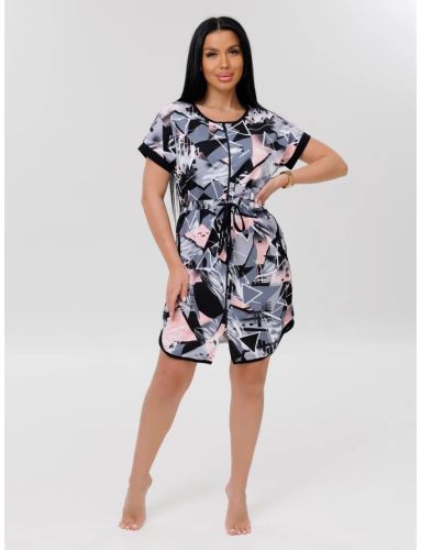 Изображение товара «Женский халат (на молнии с поясом) из кулирки «Х-140 (К) (серо-розовый)» арт 87875» из магазина «Ивановский-Текстиль.РФ»