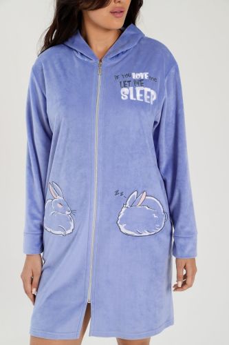 Изображение товара «Женский халат (на молнии) из вельмонда «Монисто [голубой]» арт 77159» из магазина «Ивановский-Текстиль.РФ»