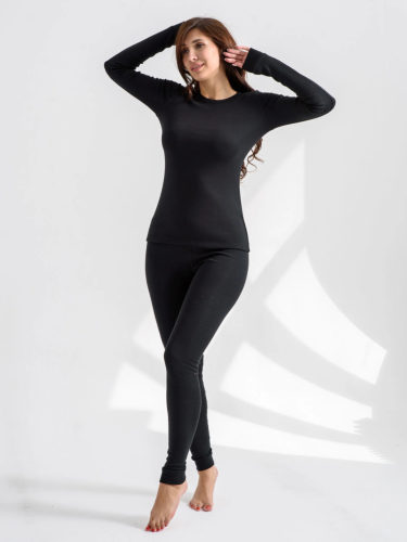 Изображение товара «Женский термокомплект (фуфайка+кальсоны) из рибаны с начесом «Базовое 1704-Рн (черный)» арт 79753» из магазина «Ивановский-Текстиль.РФ»