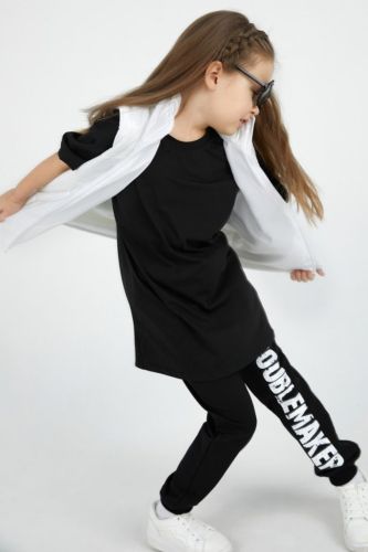 Изображение товара «Футболка для девочки из кулирки с лайкрой «Oversize-черный» арт 73505» из магазина «Ивановский-Текстиль.РФ»