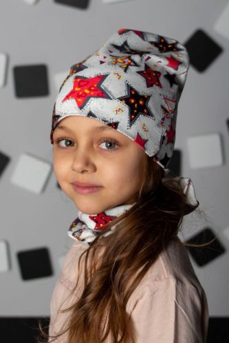 Изображение товара «Комплект головных уборов для ребенка (шапка+снуд) из рибаны «Салют» арт 73900» из магазина «Ивановский-Текстиль.РФ»