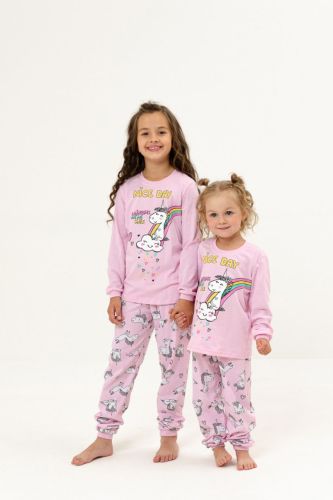 Изображение товара «Пижама для девочки (футболка+брюки) из кулирки «Ванильное облачко» арт 85903» из магазина «Ивановский-Текстиль.РФ»