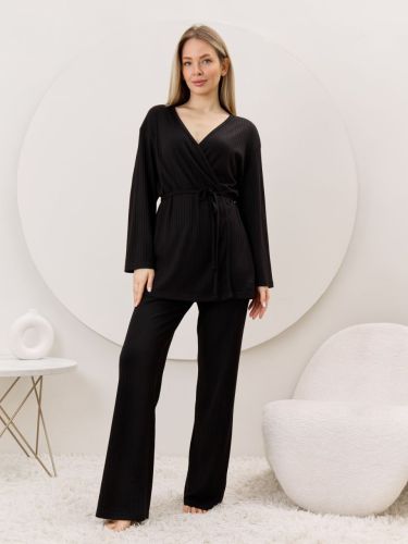 Изображение товара «Женские брюки из фактурного трикотажа «Эвила-2 [черный]» арт 87352» из магазина «Ивановский-Текстиль.РФ»