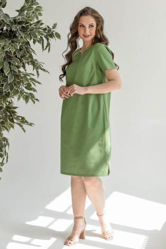 Изображение товара «Женское платье из полульна «Вологда 1929-П/л (зеленый)» арт 83810» из магазина «Ивановский-Текстиль.РФ»