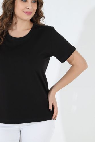 Изображение товара «Женская футболка из кулирки с лайкрой «Базис-4 [черный]» арт 72717» из магазина «Ивановский-Текстиль.РФ»