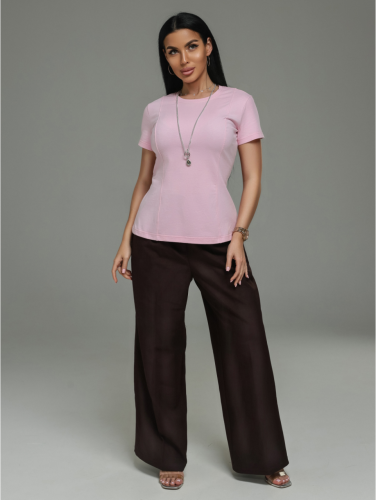 Изображение товара «Женская футболка из кулирки с лайкрой пенье фирча «Мода [розовый]» арт 90063» из магазина «Ивановский-Текстиль.РФ»