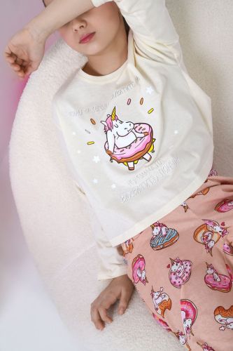 Изображение товара «Пижама для девочки (джемпер+брюки) из кулирки «Единопончик-1 [молочный]» арт 81123» из магазина «Ивановский-Текстиль.РФ»