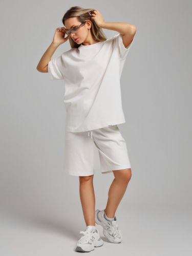 Изображение товара «Женский костюм (футболка+шорты) из кулирки «Азарт-3 [молочный]» арт 88240» из магазина «Ивановский-Текстиль.РФ»