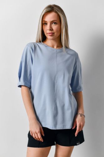 Изображение товара «Женская футболка из кулирки с лайкрой «Гретта-2 [светло-голубой]» арт 83859» из магазина «Ивановский-Текстиль.РФ»