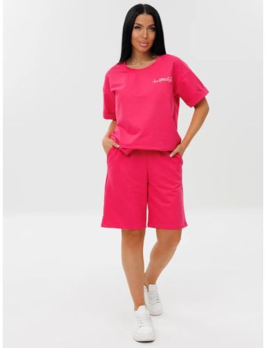 Изображение товара «Женский костюм (футболка+шорты) из футера «К-146 (Ф) (фуксия)» арт 84331» из магазина «Ивановский-Текстиль.РФ»