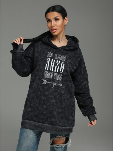 Изображение товара «Женское худи из футера 3х нитки пенье фирча «Яхонт [серый варенка]» арт 87270» из магазина «Ивановский-Текстиль.РФ»