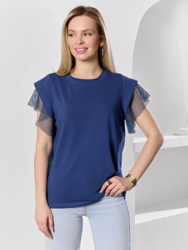 Изображение товара «Женская футболка из кулирки с лайкрой «Софт-1 [индиго]» арт 89857» из магазина «Ивановский-Текстиль.РФ»