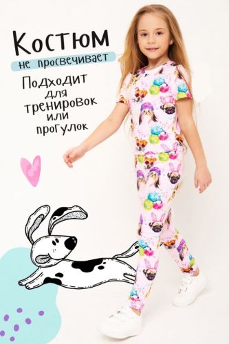 Изображение товара «Костюм для девочки (футболка+брюки) из кулирки с лайкрой «Golubitskaya» арт 73596» из магазина «Ивановский-Текстиль.РФ»