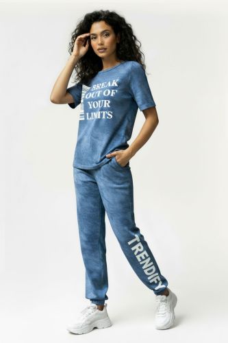Изображение товара «Женский костюм (футболка+брюки) из кулирки с лайкрой «67196» арт 87048» из магазина «Ивановский-Текстиль.РФ»