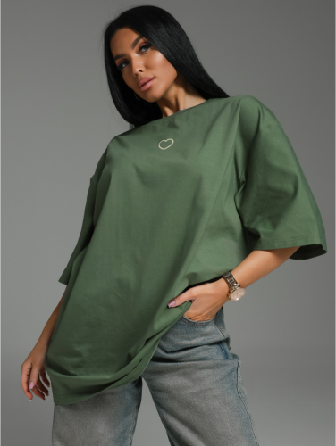 Изображение товара «Женская футболка из кулирки пенье «Марта [оливковый]» арт 83265» из магазина «Ивановский-Текстиль.РФ»