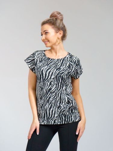 Изображение товара «Женская блузка из жатки «Бж-08 (черный)» арт 84011» из магазина «Ивановский-Текстиль.РФ»