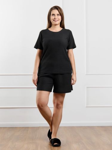 Изображение товара «Женские шорты из фактурного трикотажа «Рената-3 [черный]» арт 87683» из магазина «Ивановский-Текстиль.РФ»