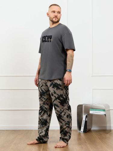 Изображение товара «Мужской костюм (футболка+брюки) из кулирки «Этюд-3 [графитовый]» арт 87333» из магазина «Ивановский-Текстиль.РФ»