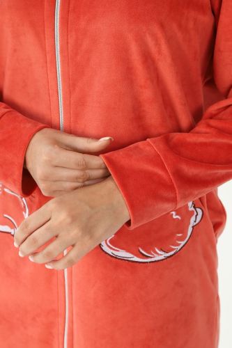 Изображение товара «Женский халат (на молнии) из вельмонда «Монисто [терракотовый]» арт 77158» из магазина «Ивановский-Текстиль.РФ»