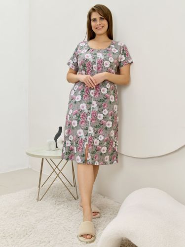 Изображение товара «Женский халат (на молнии) из кулирки «Флэр [серый]» арт 87379» из магазина «Ивановский-Текстиль.РФ»