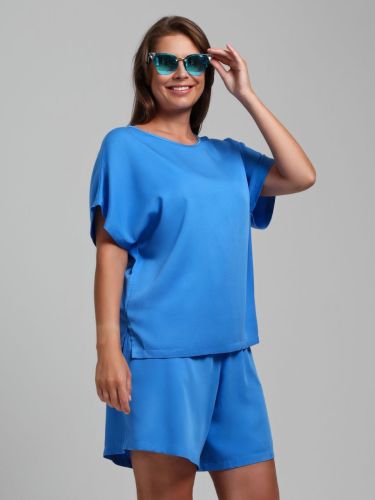 Изображение товара «Женские шорты из плательной ткани «Летний драйв-3 [голубой]» арт 85005» из магазина «Ивановский-Текстиль.РФ»