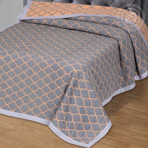 Изображение товара «Покрывало из жаккарда «Альмира сине-коричневая» арт 69278» из магазина «Ивановский-Текстиль.РФ»