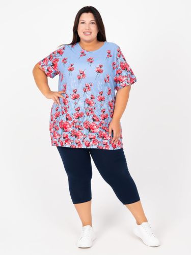 Изображение товара «Женский костюм (блузка+бриджи) «205хр3348 [синий]» арт 85645» из магазина «Ивановский-Текстиль.РФ»