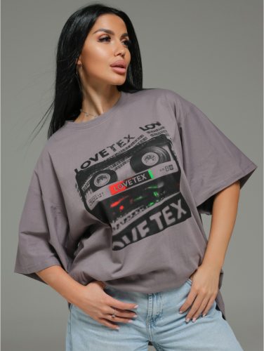 Изображение товара «Женская футболка из кулирки «Блум [серый]» арт 85106» из магазина «Ивановский-Текстиль.РФ»