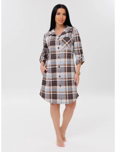 Изображение товара «Женский халат (на пуговицах) из кулирки «Х-150 (К) (коричневый)» арт 87862» из магазина «Ивановский-Текстиль.РФ»