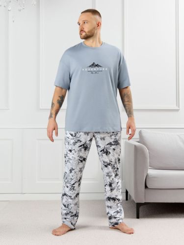 Изображение товара «Мужской костюм (футболка+брюки) из кулирки «Олимп-3 [серый]» арт 87648» из магазина «Ивановский-Текстиль.РФ»