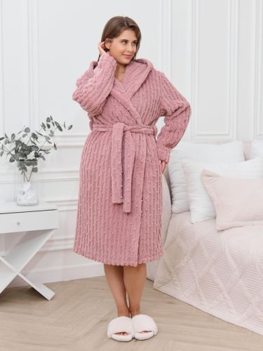 Изображение товара «Женский халат (на запах с поясом) из велсофта «Палея-1 [сухая роза]» арт 85987» из магазина «Ивановский-Текстиль.РФ»