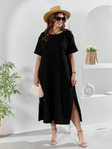 Изображение товара «Женское платье из муслина «Вуаль-1 [черный]» арт 89841» из магазина «Ивановский-Текстиль.РФ»