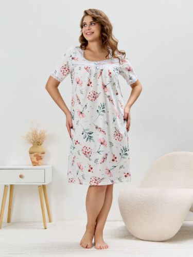 Изображение товара «Женская сорочка из кулирки пенье «Узор-1 [сухая роза]» арт 88059» из магазина «Ивановский-Текстиль.РФ»