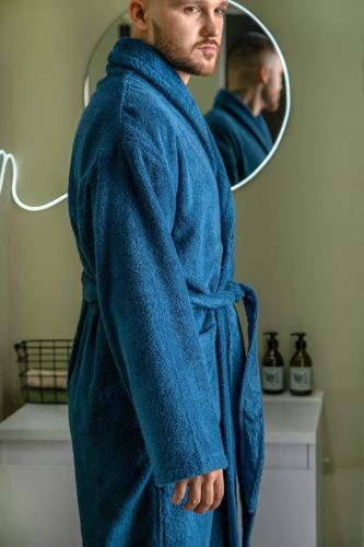 Изображение товара «Мужской халат из махры «Комфорт-4 [петроль]» арт 82716» из магазина «Ивановский-Текстиль.РФ»