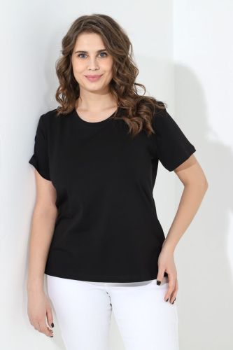 Изображение товара «Женская футболка из кулирки с лайкрой «Базис-4 [черный]» арт 72717» из магазина «Ивановский-Текстиль.РФ»