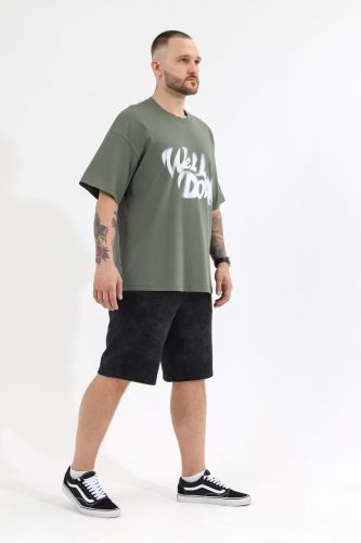 Изображение товара «Мужская футболка из кулирки с лайкрой «Леон-4 [хаки]» арт 83855» из магазина «Ивановский-Текстиль.РФ»